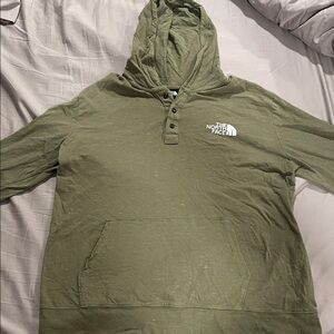 The North Face Olive Green Pullover Hoodie light weight